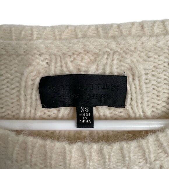 Nili Lotan Womens Sweater XS Alpaca Cable Knit Fisherman Cream Old Money - Picture 3 of 6